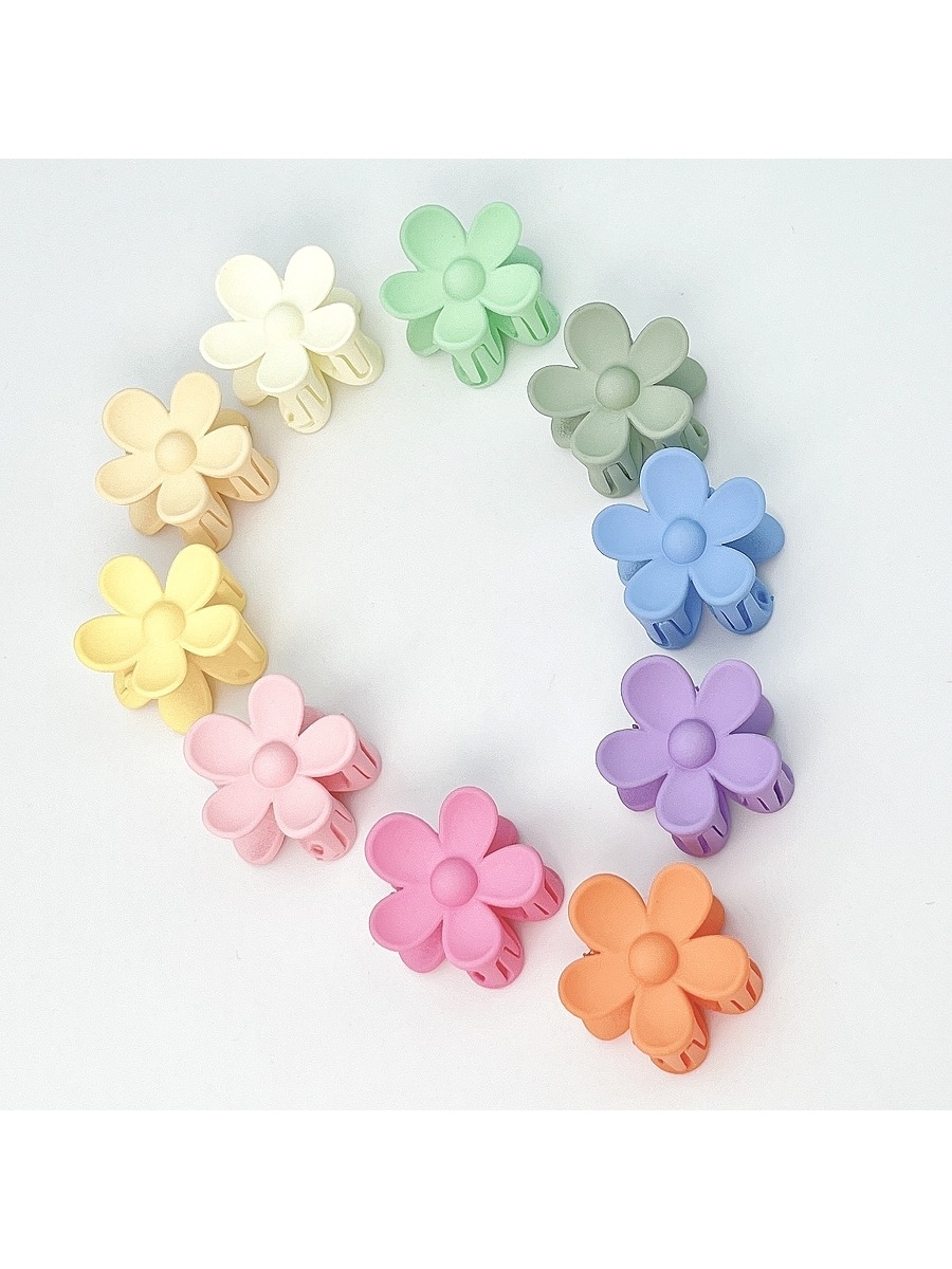 Hair Care Gift Set - 10pcs/Set Multicolor Plastic Matte Flower Clip