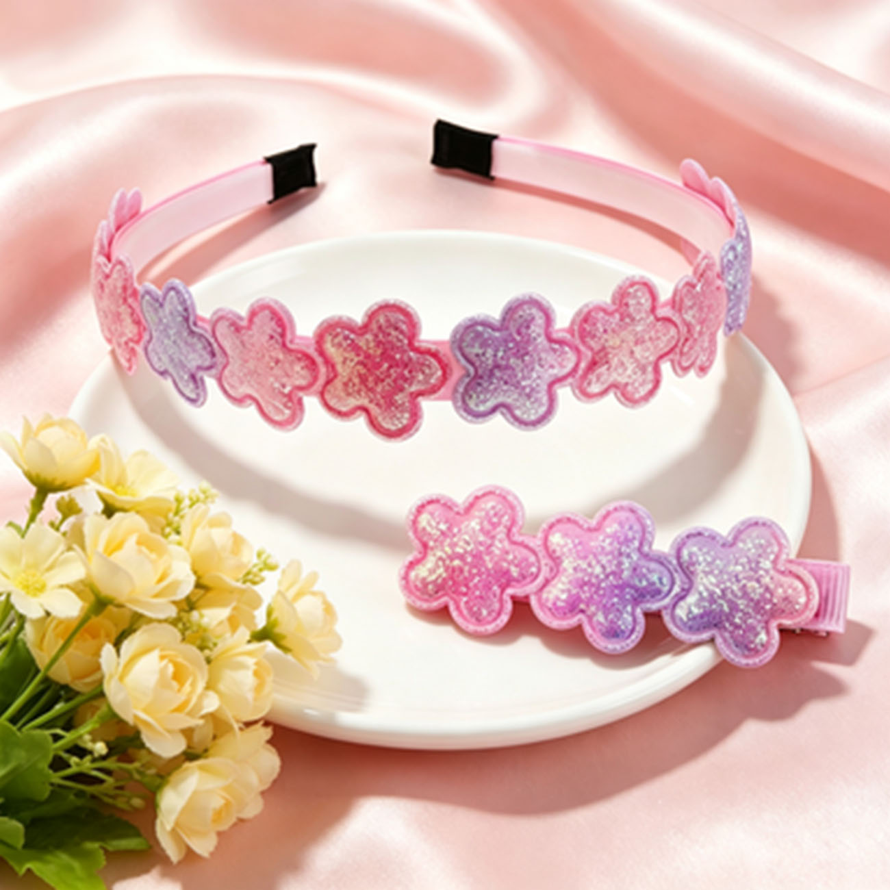 Sparkly Glitter Flower Headban - Hair Care Gift Set review and price