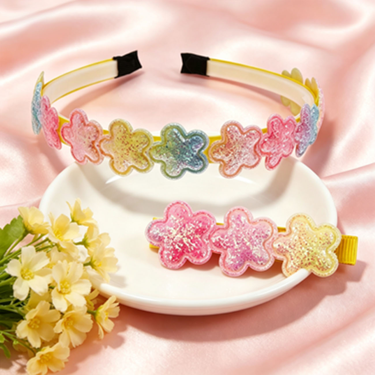 Sparkly Glitter Flower Headban - Hair Care Gift Set review and price