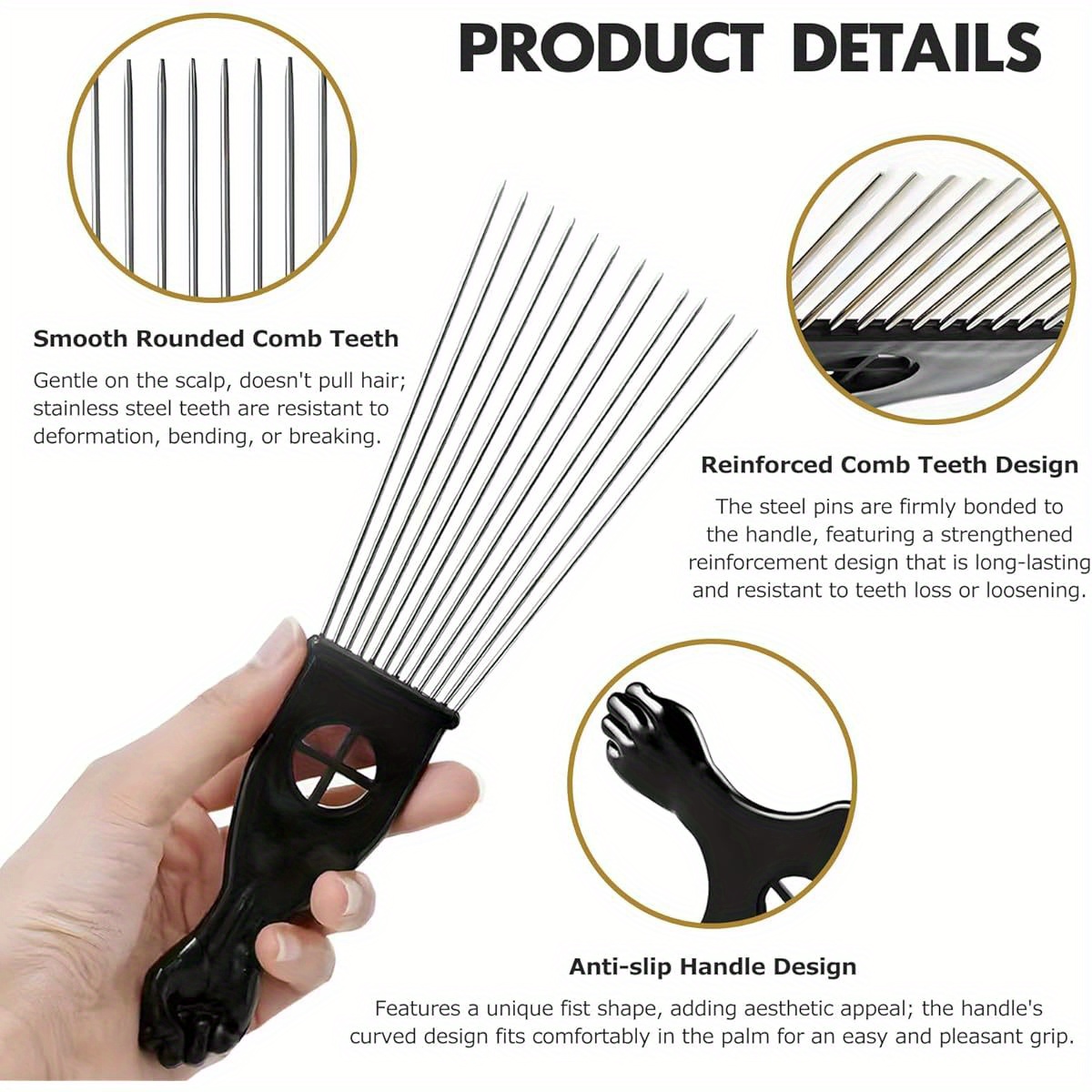 1- Piece Stainless Steel Afro  - Afro Pick Comb review and price
